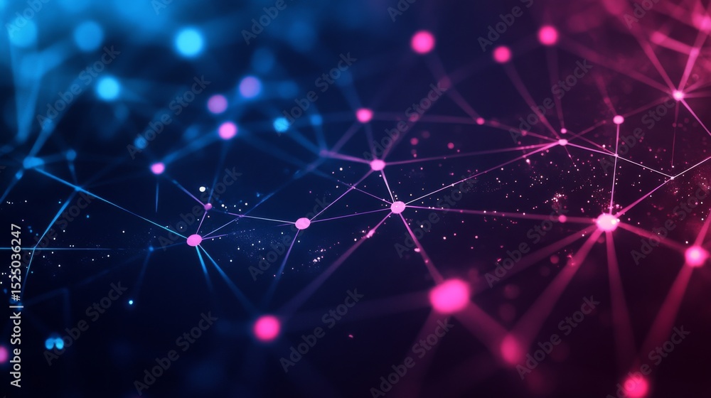 Poster an artistic representation of the concept of wireless communication, featuring interconnected nodes 