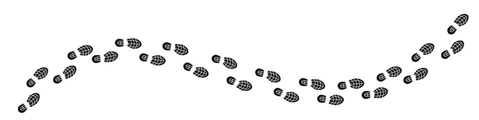 Human footprints tracking path on white background, Shoes trail track vector illustrations-1