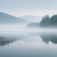 Fototapeta premium misty morning on the lake
