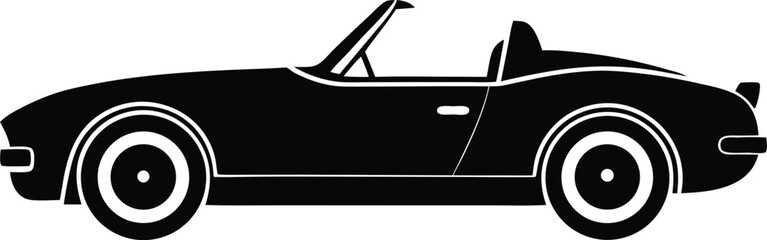 A sleek black sports car is isolated on a white background, a vector illustration ready for your design tool