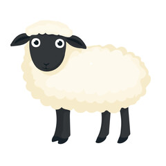 Simple flat 2D icon sheep isolated on transparent background, vector, flat design, animation design, vector, flat design, animation design, simple flat 2D icon, minimalist design, clipart