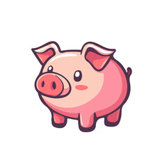 Simple flat 2D icon piggy bank isolated on transparent background, vector, flat design, animation design, vector, flat design, animation design, simple flat 2D icon, minimalist design, clipart