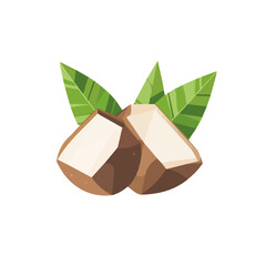 Simple flat 2D icon coconut pieces isolated on transparent background, vector, flat design, animation design, vector, flat design, animation design, simple flat 2D icon, minimalist design, clipart