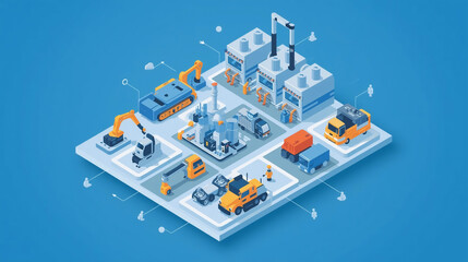 Obraz premium Smart Factory Isometric Illustration with Automated Systems
