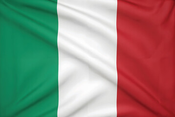 A vibrant italian flag billows, its green, white, and red stripes flowing gracefully isolated on white background