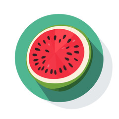 My Simple flat 2D sliced watermelon icon on a transparent background, high-resolution vector illustration, minimalist clipart, suitable for print and digital design, clipart icon set	