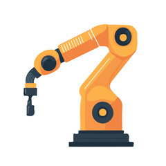 My Simple flat 2D industrial robot arm icon on a transparent background, high-resolution vector illustration, minimalist clipart, suitable for print and digital design, clipart icon set	