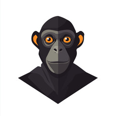 My Simple flat 2D monkey icon on a transparent background, high-resolution vector illustration, minimalist clipart, suitable for print and digital design, clipart icon set