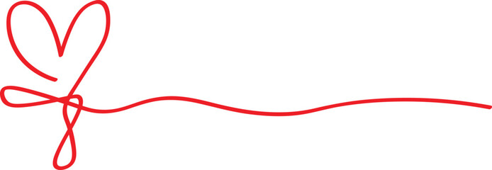 Continuous Red Line Forming a Heart Shape