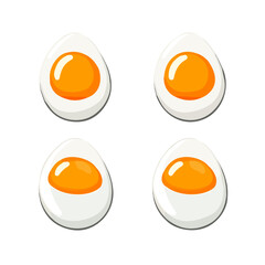 My Simple flat 2D boiled eggs set icon on a transparent background, high-resolution vector illustration, minimalist clipart, suitable for print and digital design, clipart icon set