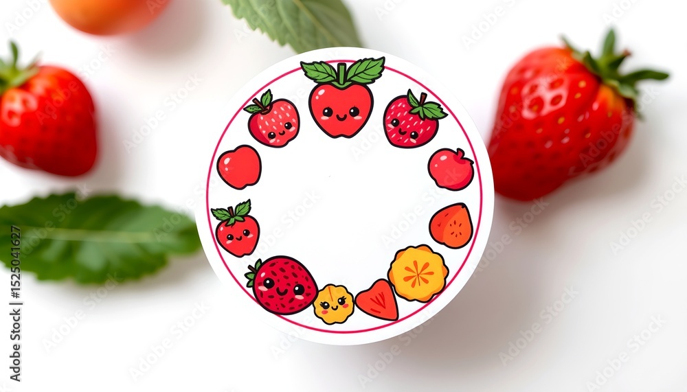 Poster a cute fruit design, perfect for any project! the design includes many apple and strawberry elements
