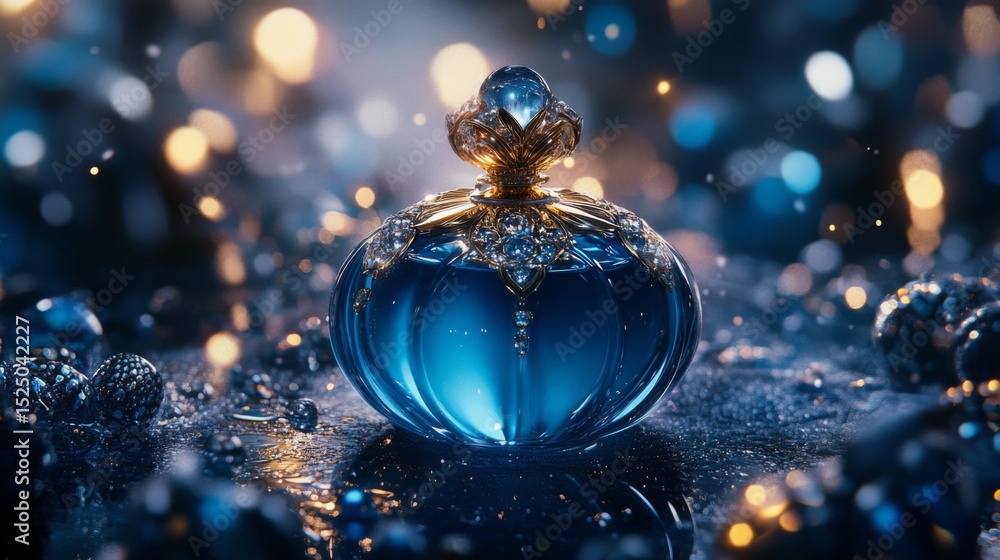 Poster A captivating scene of perfume mist gracefully diffusing in the air, with shimmering droplets catching the light, embodying the allure of fragrance