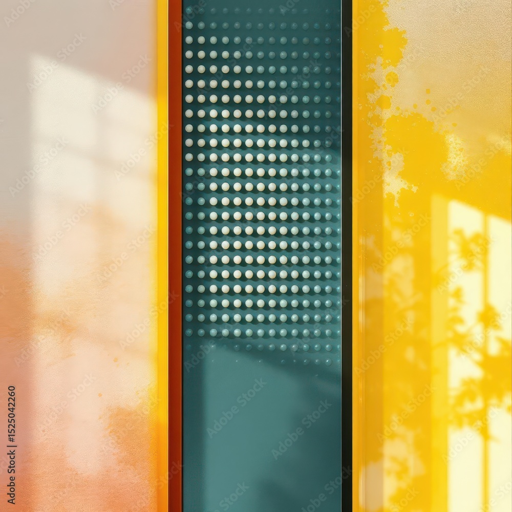 Poster geometric abstraction: a striking display of sunlight, color, and texture, with strong shadows and g