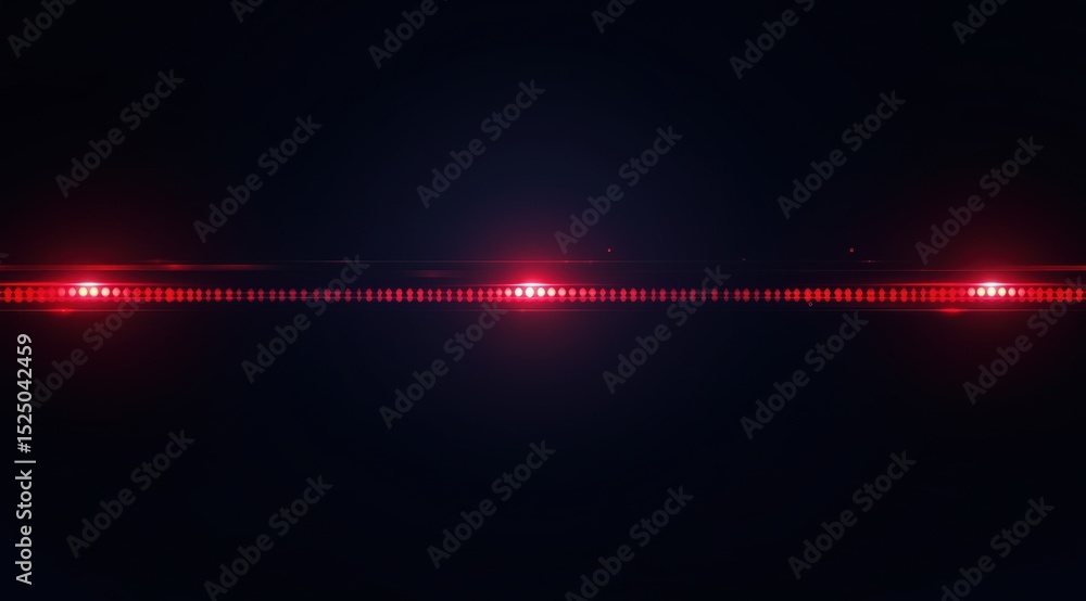 Poster red dot line on black backdrop: a minimalist image features a straight line of evenly spaced red dot