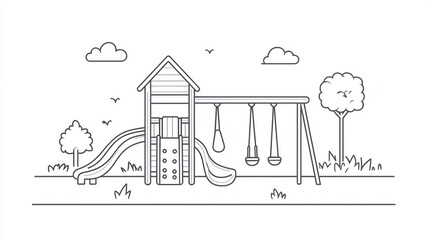 Fototapeta premium Simple line drawing of a playground (2)