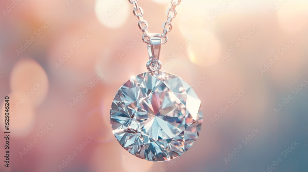 Aufkleber a close-up of a sparkling diamond pendant hanging from a delicate chain, with a blurred background o