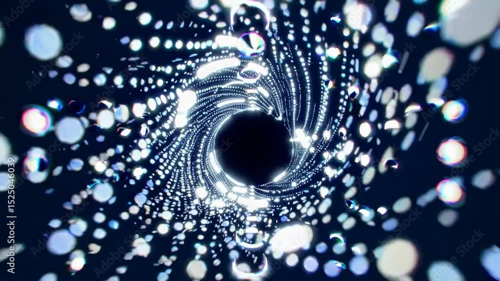 Poster Exploring mesmerizing light patterns in a digital spiral tunnel at night