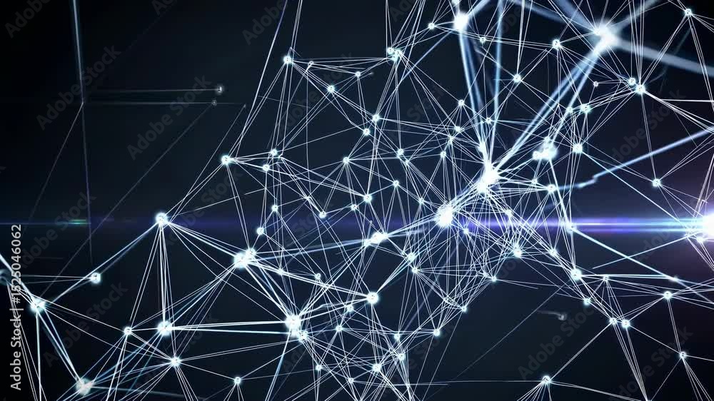 Poster Exploring the intricate connections of a digital network visualization in a dark setting