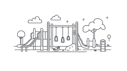 Simple line drawing of a playground (3)