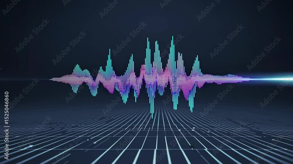 Poster Explore the dynamic world of sound waves with colorful visual representations and engaging digital graphics