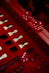 Red Chess Cubes As Part Of Chinese Chess Set