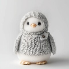 A penguin warrior in icy armor, determined and brave, soft and detailed, isolated on white background