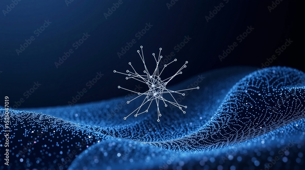 Poster abstract network data visualization deep blue background