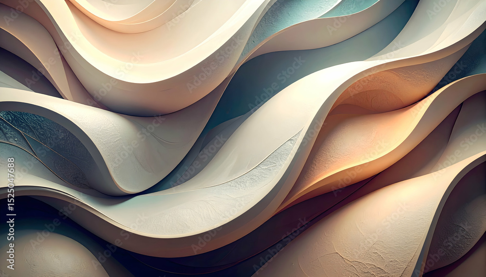 Poster abstract wavy patterns in soft colors with smooth textures