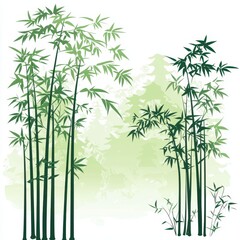 A kung fu dog in a bamboo forest, traditional Asian aesthetic, vivid greens, isolated on white background