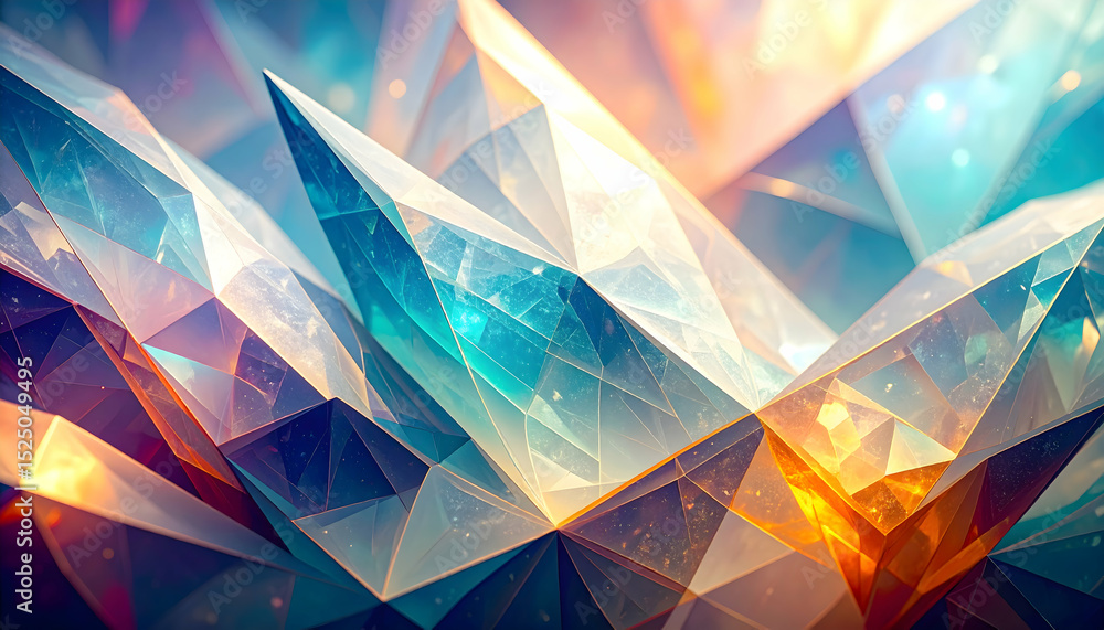 Poster colorful abstract geometric patterns with sharp edges and vibrant hues