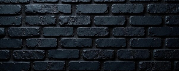 Deeply textured black brick, visible mortar Uneven surface, matte finish , surface, dark