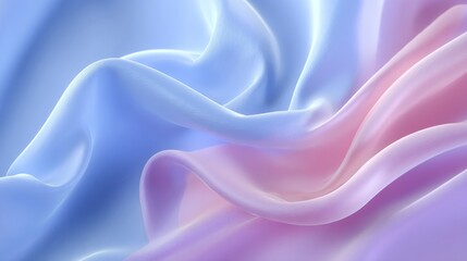 Obraz premium Flowing Silk Fabric with Gentle Ripples in Soft Pastel Hues of Blue and Pink