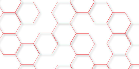abstract geometric red texture background red hexagon 3D background texture. 3d rendering illustration. Clear pattern abstract background hexagon .Futuristic abstract banner.	
