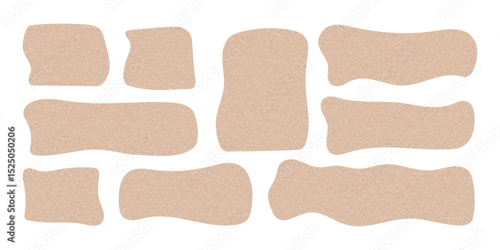 Poster hand crafted abstract rectangle forms. craft paper text box. blank textbox sticker with grain textur