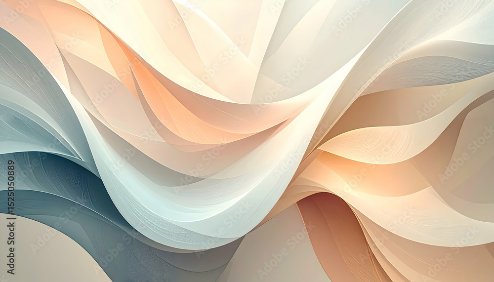 Poster abstract flowing layers in soft pastel colors with smooth curves