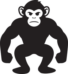 Fototapeta premium monkey silhouette, jungle animal vector, primate clipart, wild monkey outline, swinging monkey image, tree monkey shape, playful monkey vector, monkey shadow art, forest creature icon