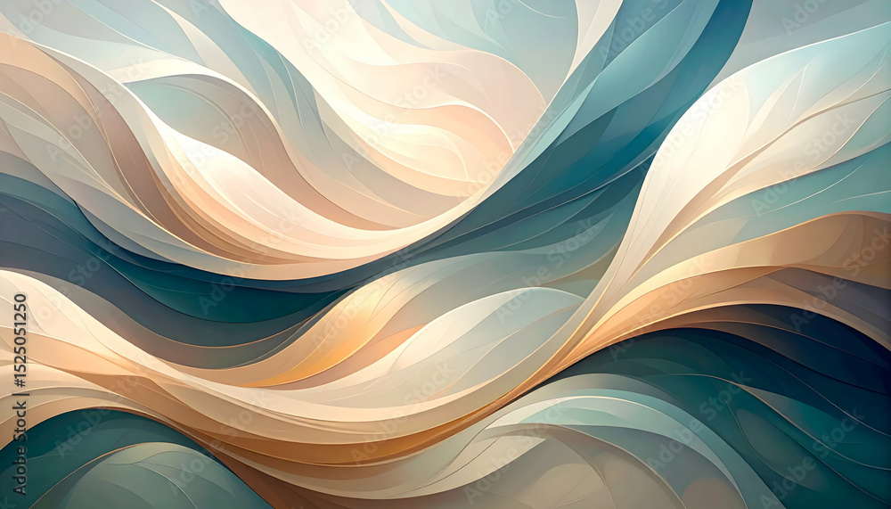 Aufkleber abstract wave patterns in soft pastel colors with fluid movement