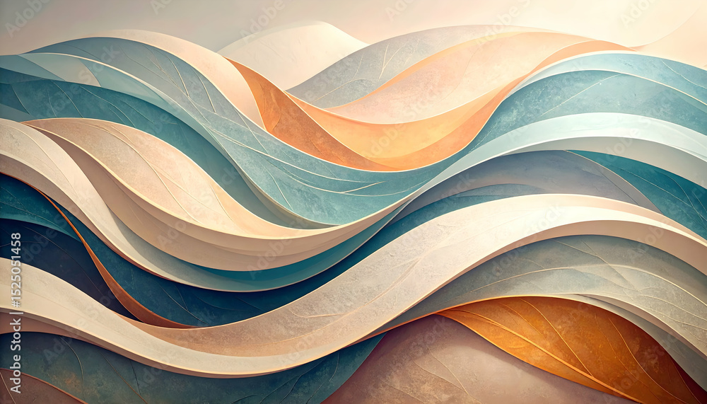 Poster abstract wave patterns in soft colors and flowing lines