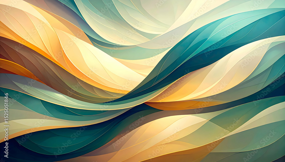 Poster colorful abstract wave pattern with smooth curves and layers