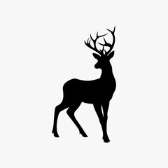Obraz premium Deer animal black and white 3d silhouette illustration.