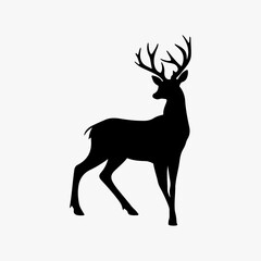 Obraz premium Deer animal black and white 3d silhouette illustration.