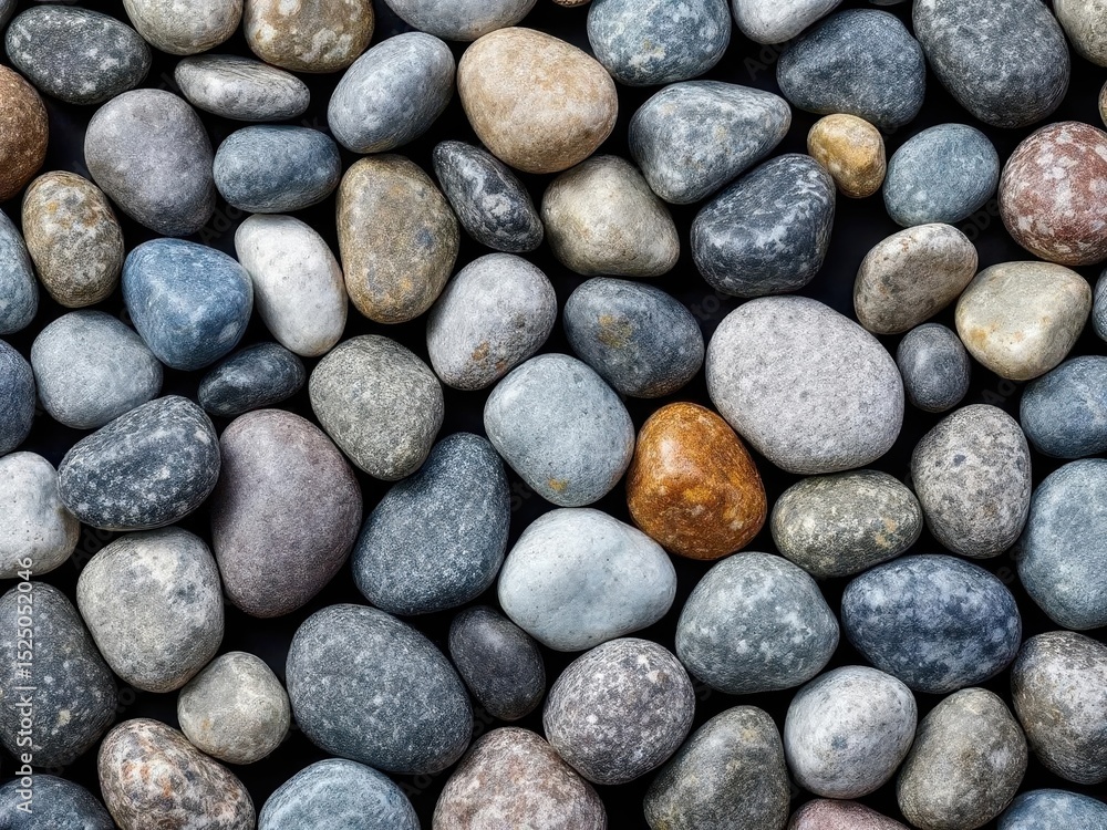 Aufkleber textured stones on the earth: a beautiful array of smooth stones, each bearing unique patterns and t