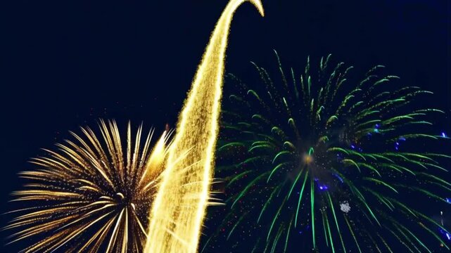 Ein spektakul&auml;res Feuerwerk erleuchtet den Nachthimmel in lebendigen Farben