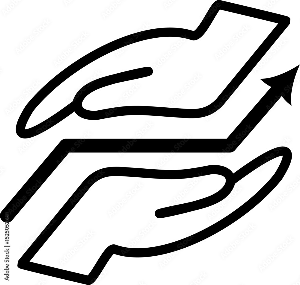 Poster hands hold growth arrow icon. vector graphics and not artificial intelligence. symbol, logo illustra