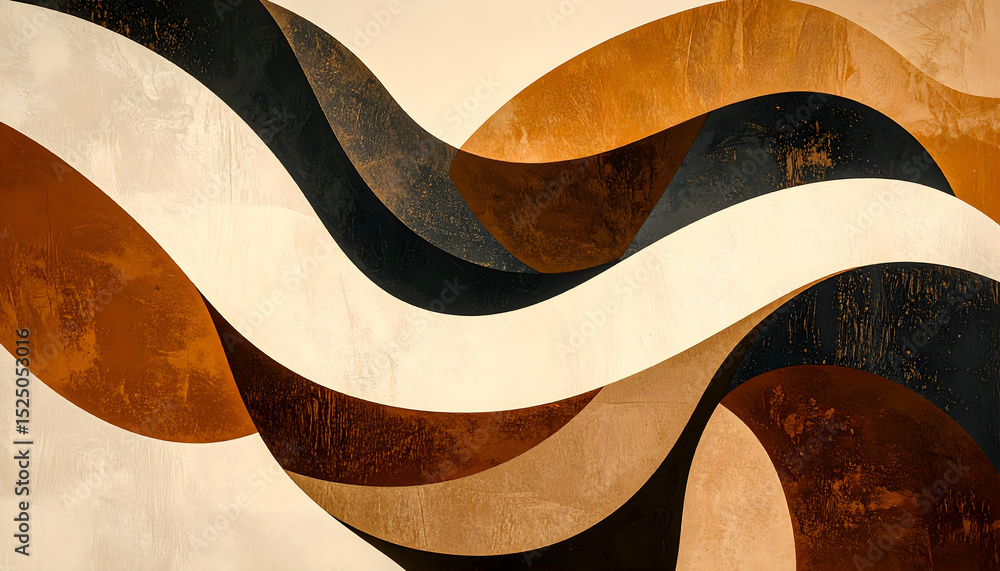 Poster abstract wave pattern in earthy tones on textured background