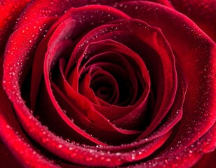 Close up of a Red Rose with Water Droplets for Valentines Day