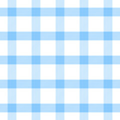 Plaid with twill weave repeat pattern.Checkered tartan gingham seamless pattern in blue and white.Geometric graphic vector illustration background design for fabric and prints. 