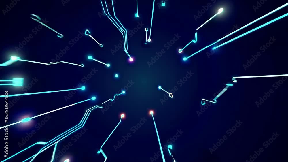 Leinwandbilder Exploring digital landscapes with vibrant lines and intricate patterns in a dynamic, futuristic environment