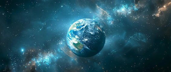Breathtaking view of Earth in the cosmos, with vibrant colors and cosmic elements creating a serene atmosphere of mystery and beauty. Perfect for space enthusiasts. - Powered by Adobe