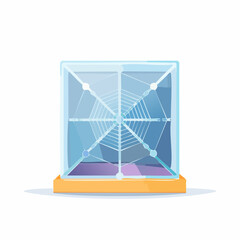 Abstract Web-Like Structure in Transparent Cube – Data and Network Metaphor